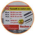 SMARTFIX BOX TASSELLI+VITI+GANCI 80PZ. FISCHER