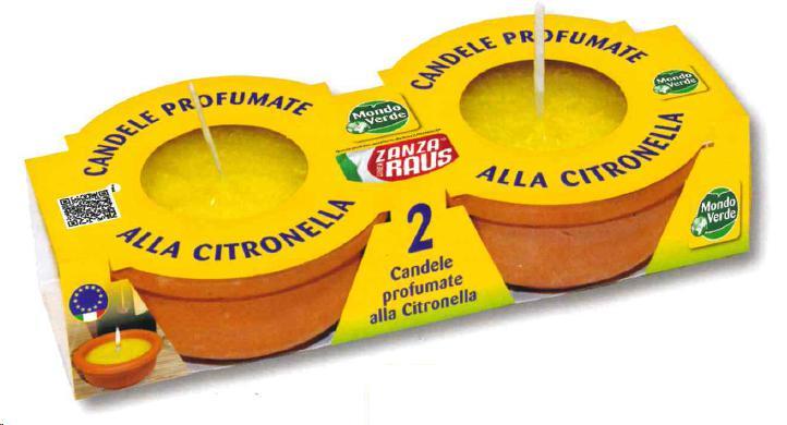 PACK 2 CANDELE IN COTTO CITRONELLA 9 CM