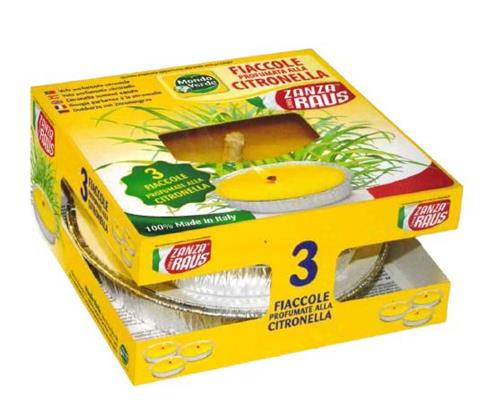 PACK 3 FIACCOLE IN STAGNOLA CITRONELLA 14 CM